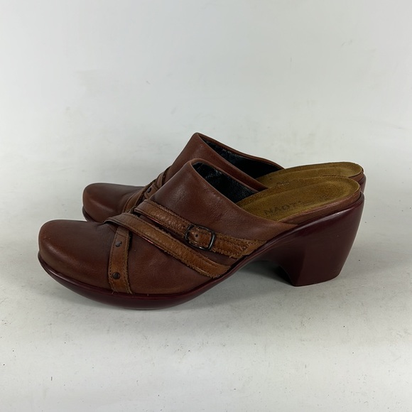 Naot tan brown leather minimalist clog backless heeled mules women’s size 8 - Picture 5 of 9